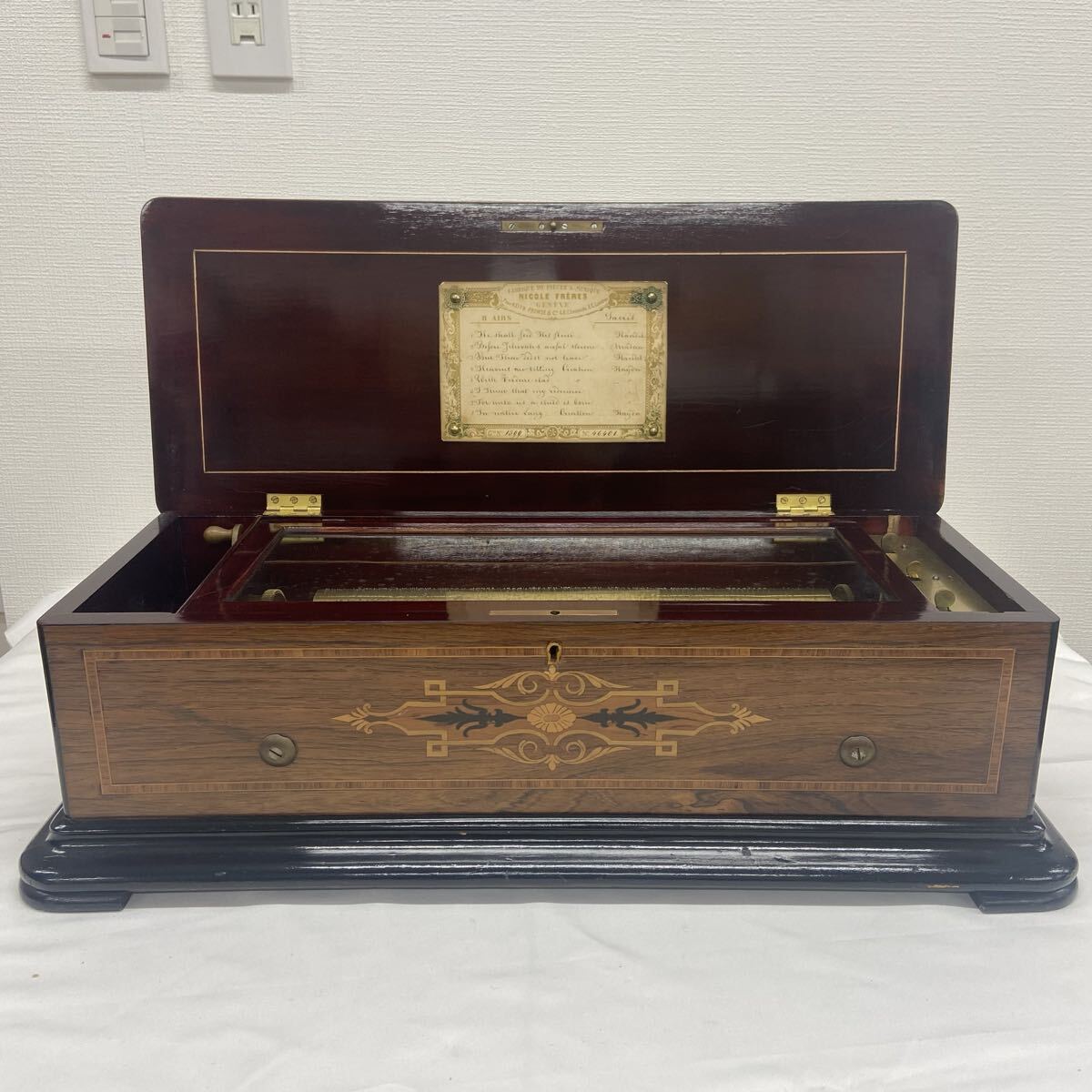 ニコル フレール（Nicole Frres） オルゴール アンティーク 100弁 シリンダー式オルゴール 8曲入り 動作確認済み