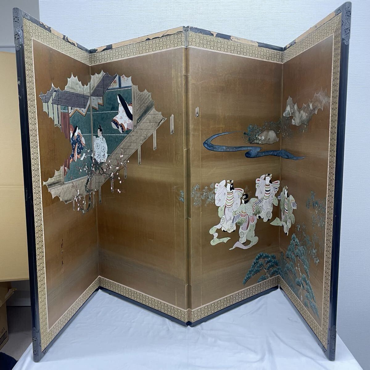 屏風 平安麗水 四曲屏風 日本画 高さ92cm 幅185cm