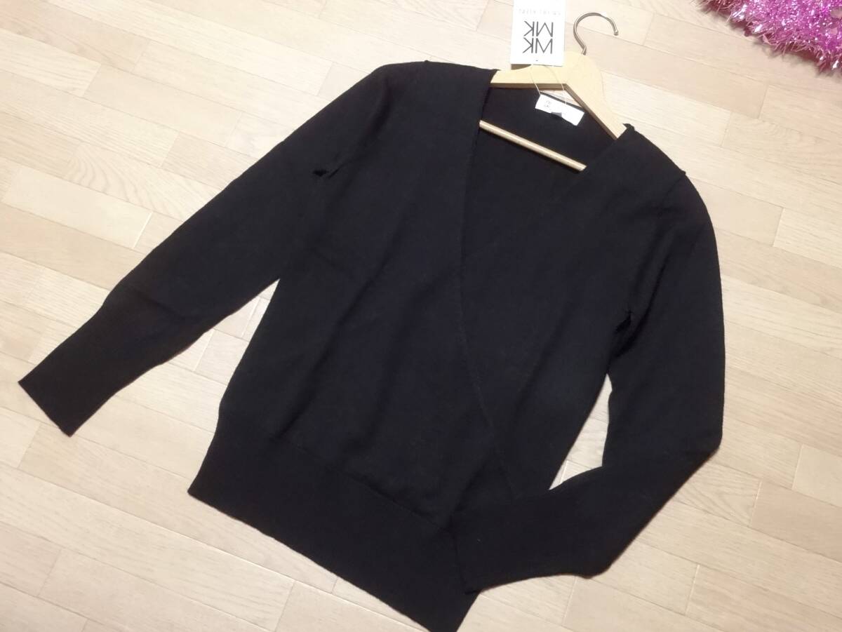 イトキン♪【MK MICHEL KLEIN】黒カシュクール長袖ニットカットソー38★新品♪
