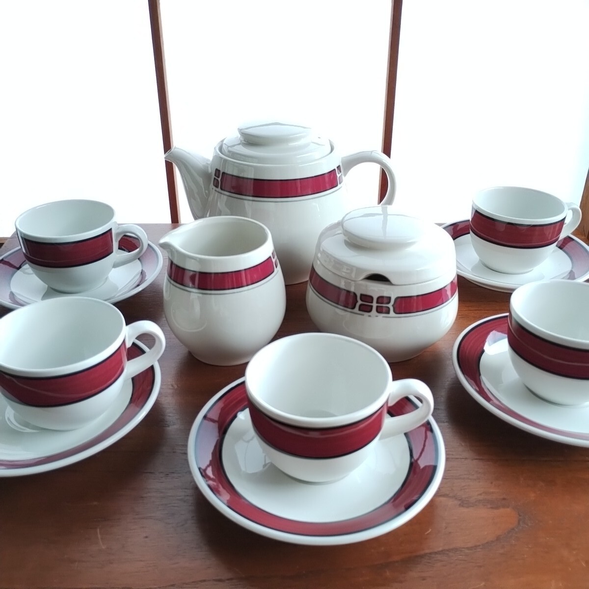 昭和レトロ 茶器セット NIKKO yamaka カップ&ソーサー 5客セット ティーポット シュガーポット クリーマー コーヒーカップ デミタスカップ