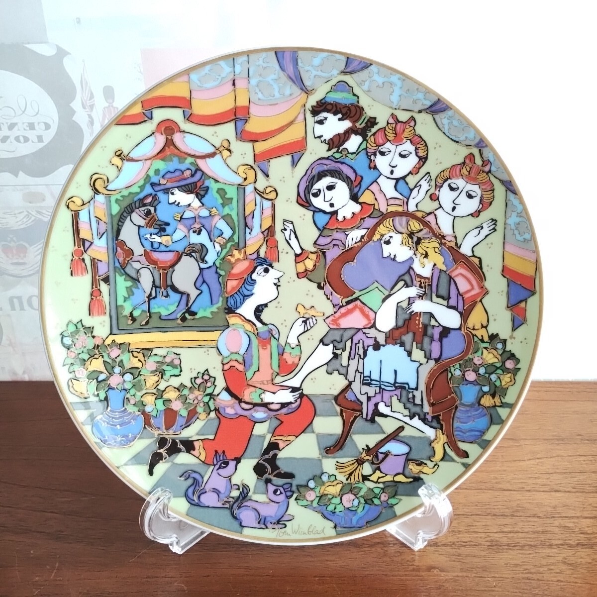 ドイツ Rosenthal ローゼンタール 絵皿 飾り皿 シンデレラ 陶器皿 Bjorn Wiinblad ビョルン・ヴィンブラッド メルヘン 童話 プレート 金彩