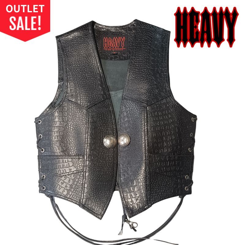 【在庫限り売り切りセール！】HEAVY クロコ型押し カウベスト レディース　S