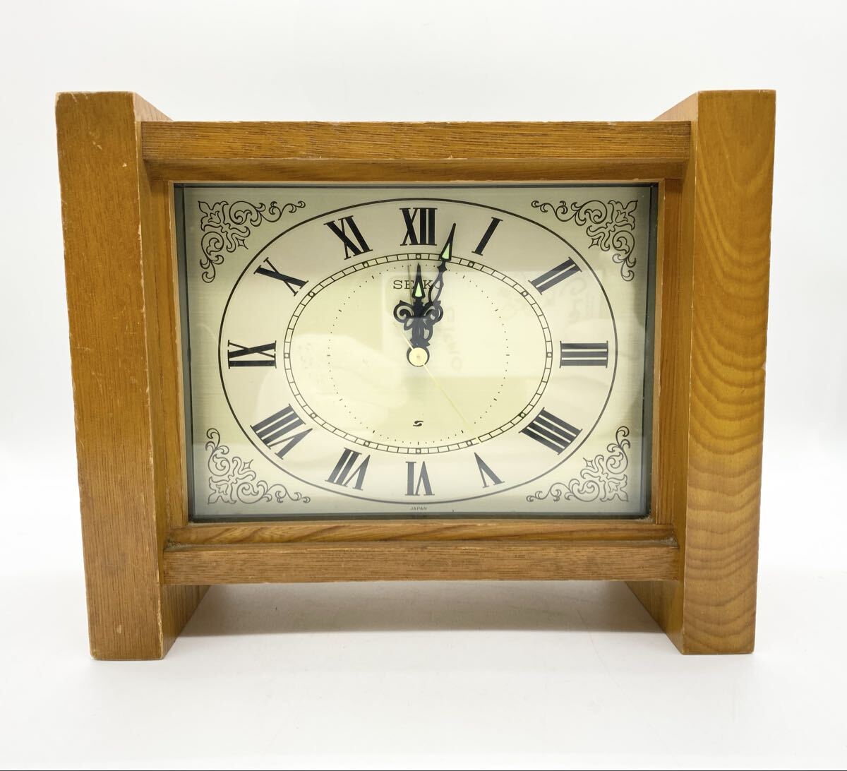 【稼働品】◇SEIKO 木製フレーム 置時計 TP455 QUARTZ 昭和レトロ ヴィンテージ◇