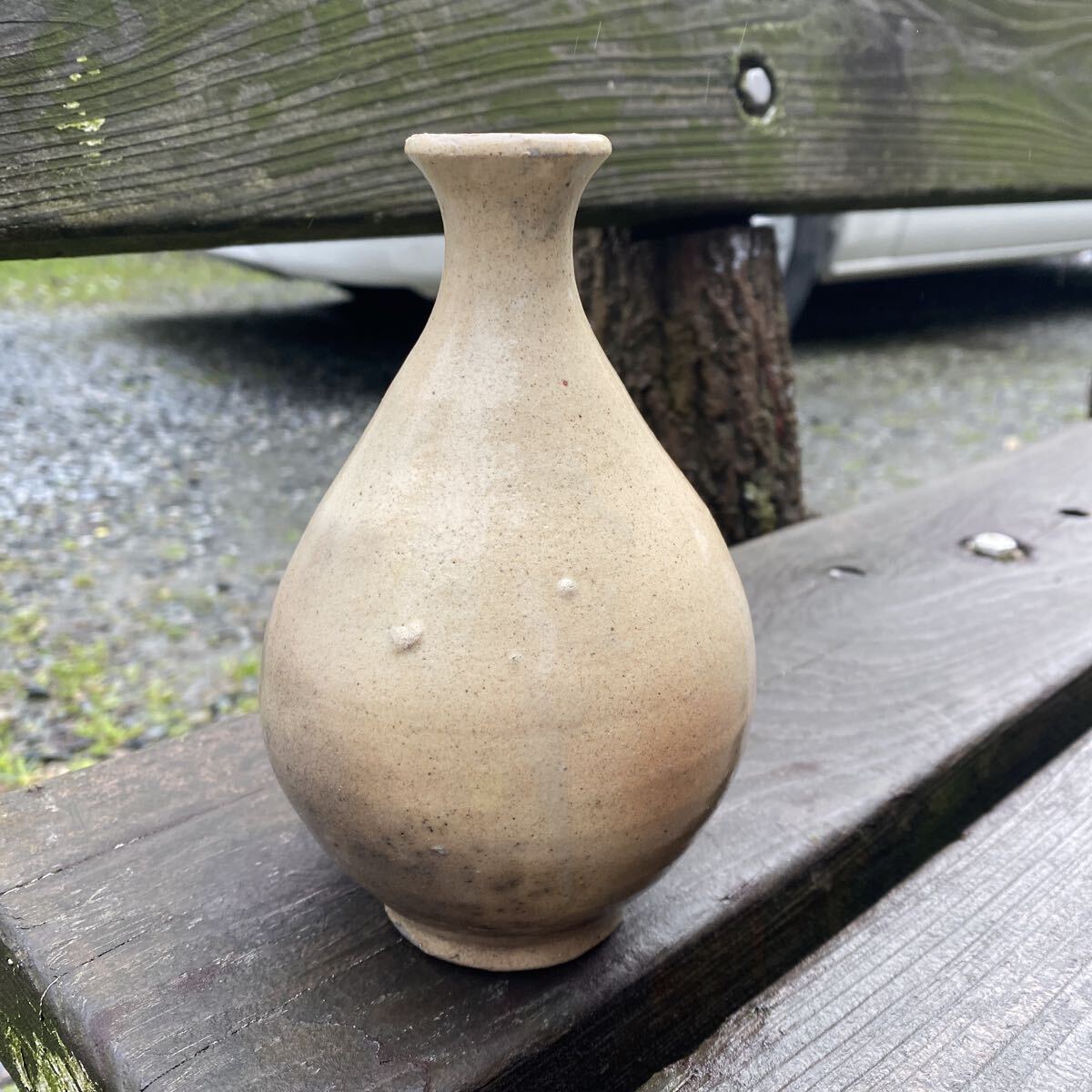 旧家整理品　古萩　萩焼　徳利　酒器　茶器　骨董品　古美術品　時代物　時代　花器　花入　粉引　高さ15cm【225】