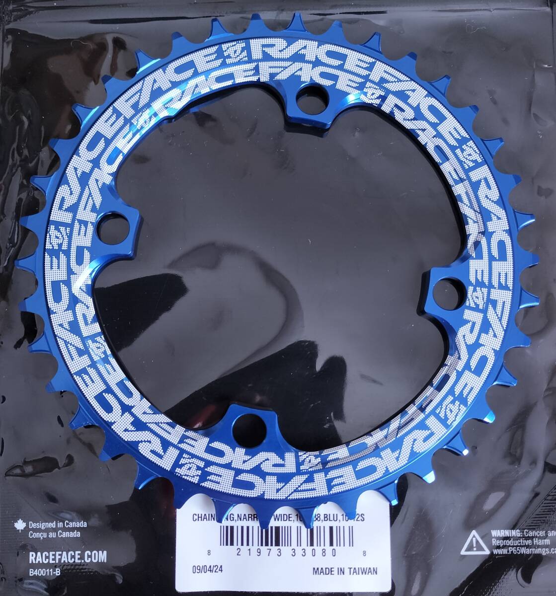 RACE FACE レースフェイス RNW104X38BLU チェーンリング ナローワイド 104X38T BLU10-12S（１枚） MTB