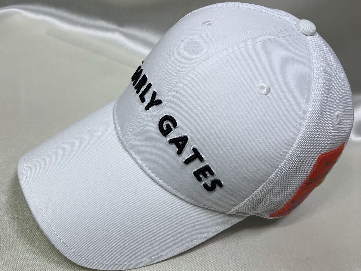美品 正規品 PEARLY GATES パーリーゲイツ ゴルフキャップ 帽子 キャップ メッシュ 半メッシュ 1段ロゴ ホワイト