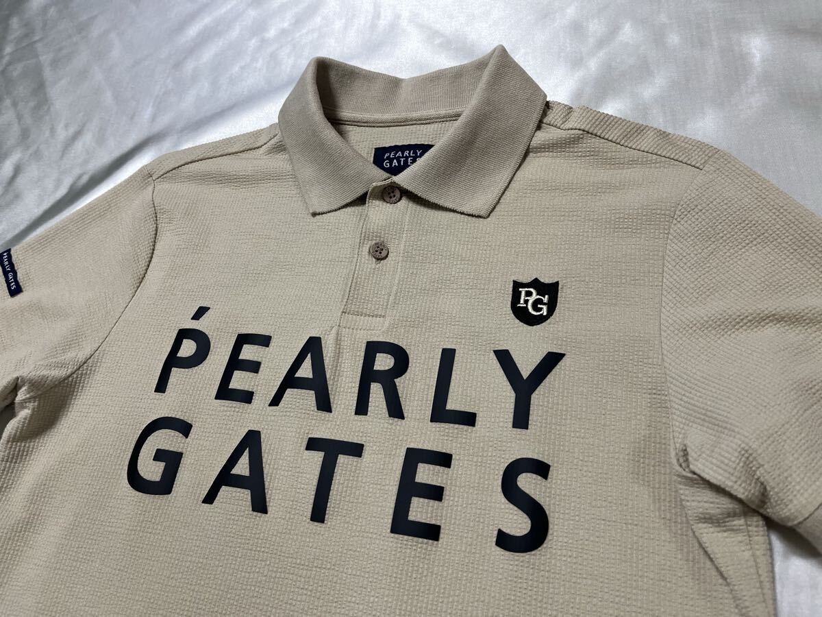 美品 PEARLY GATES パーリーゲイツ ゴルフ ポロシャツ 半袖ポロシャツ シアサッカー べージュ サイズ3