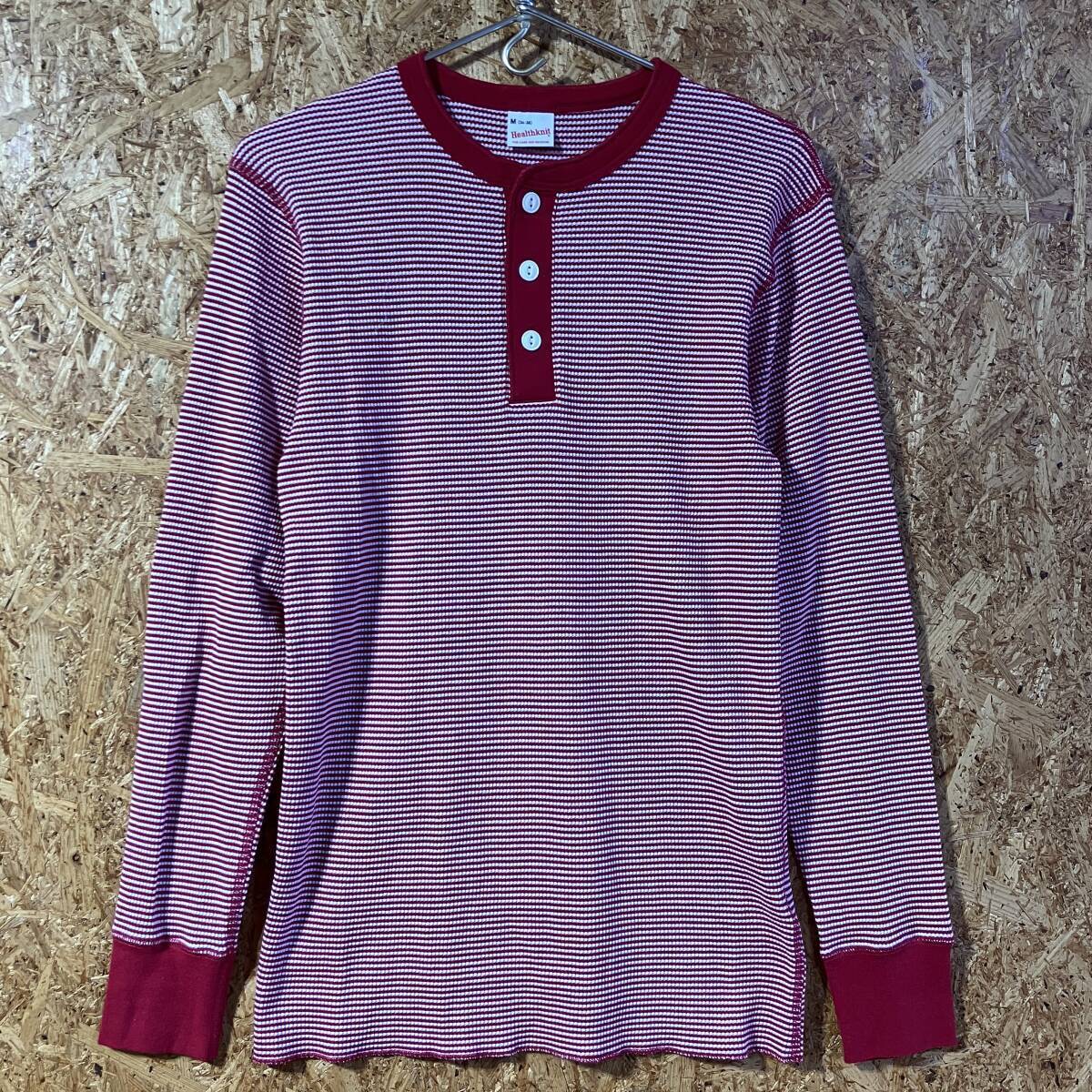 Healthknit ヘンリーネック 長袖 Tシャツ M ヘルスニット