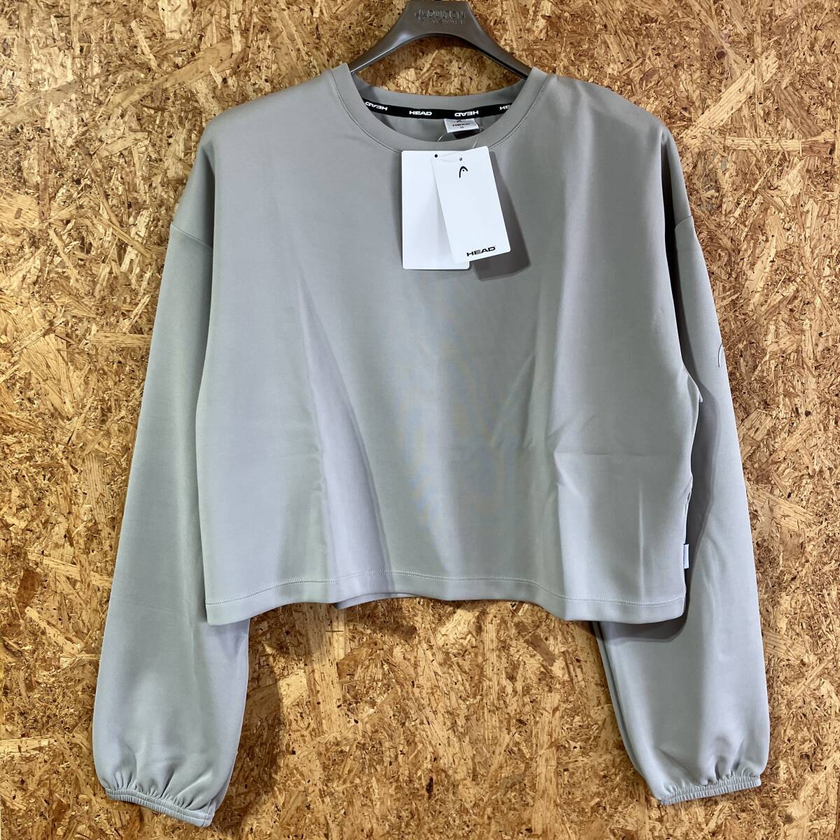 HEAD ヘッド Tシャツ クロップド丈 長袖プルオーバー LL グレー 吸汗速乾 UV対策 フィットネス ヨガ ピラティス