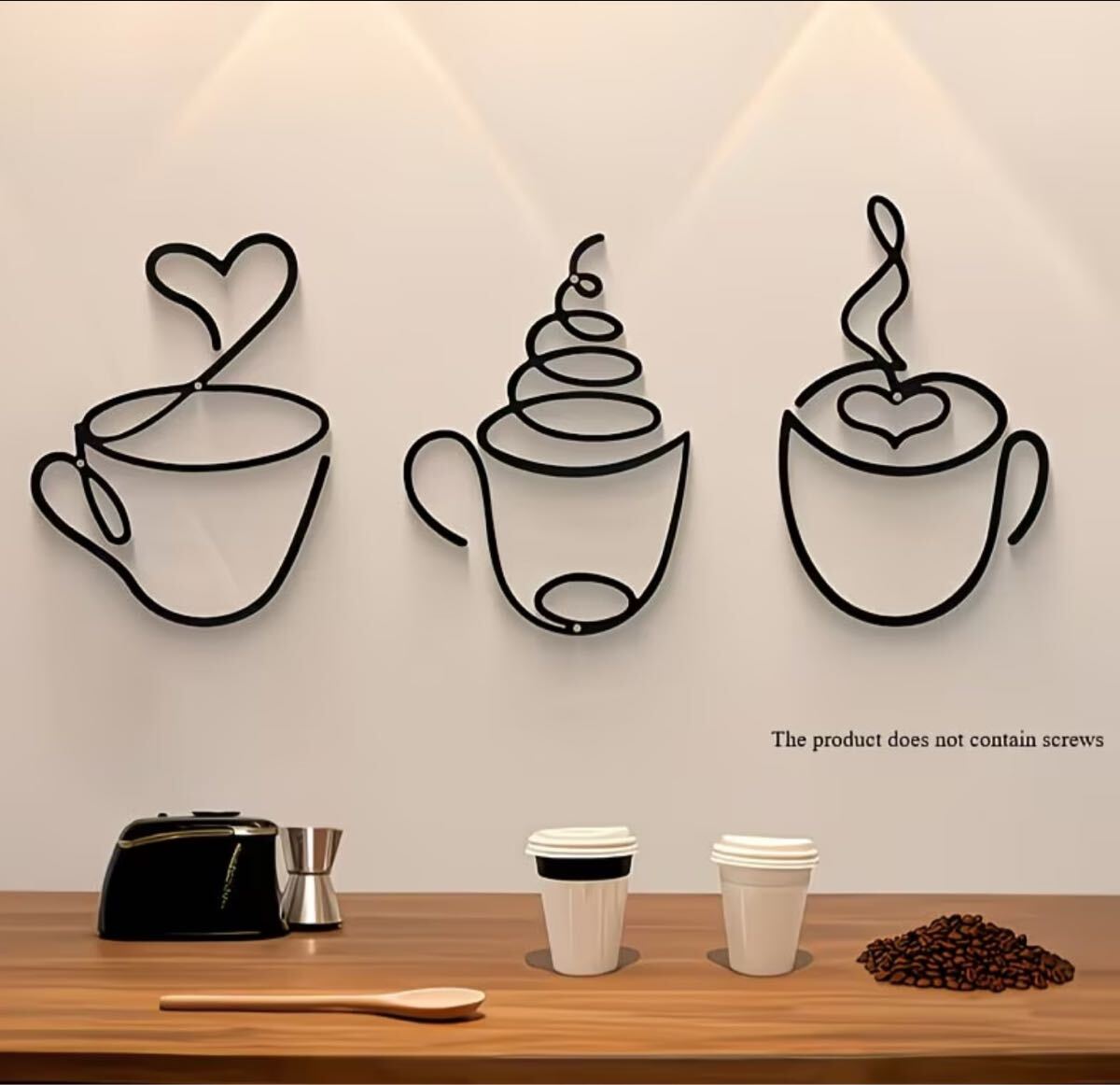 ■新品■インテリア【968 コーヒー　3点セット】アイアンウォール【アイアン】鉄製　デコレーション　雑貨　デコ　モダン　アートパネル