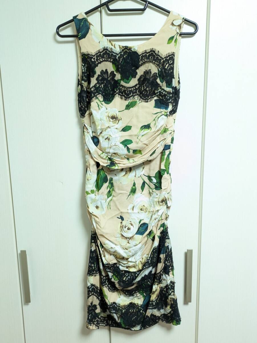 ドルチェ＆ガッバーナ Dolce & Gabbana ドルガバ ワンピース ドレス レース フローラルプリント 花柄 40 DD-F6FG1T MRSIIZS