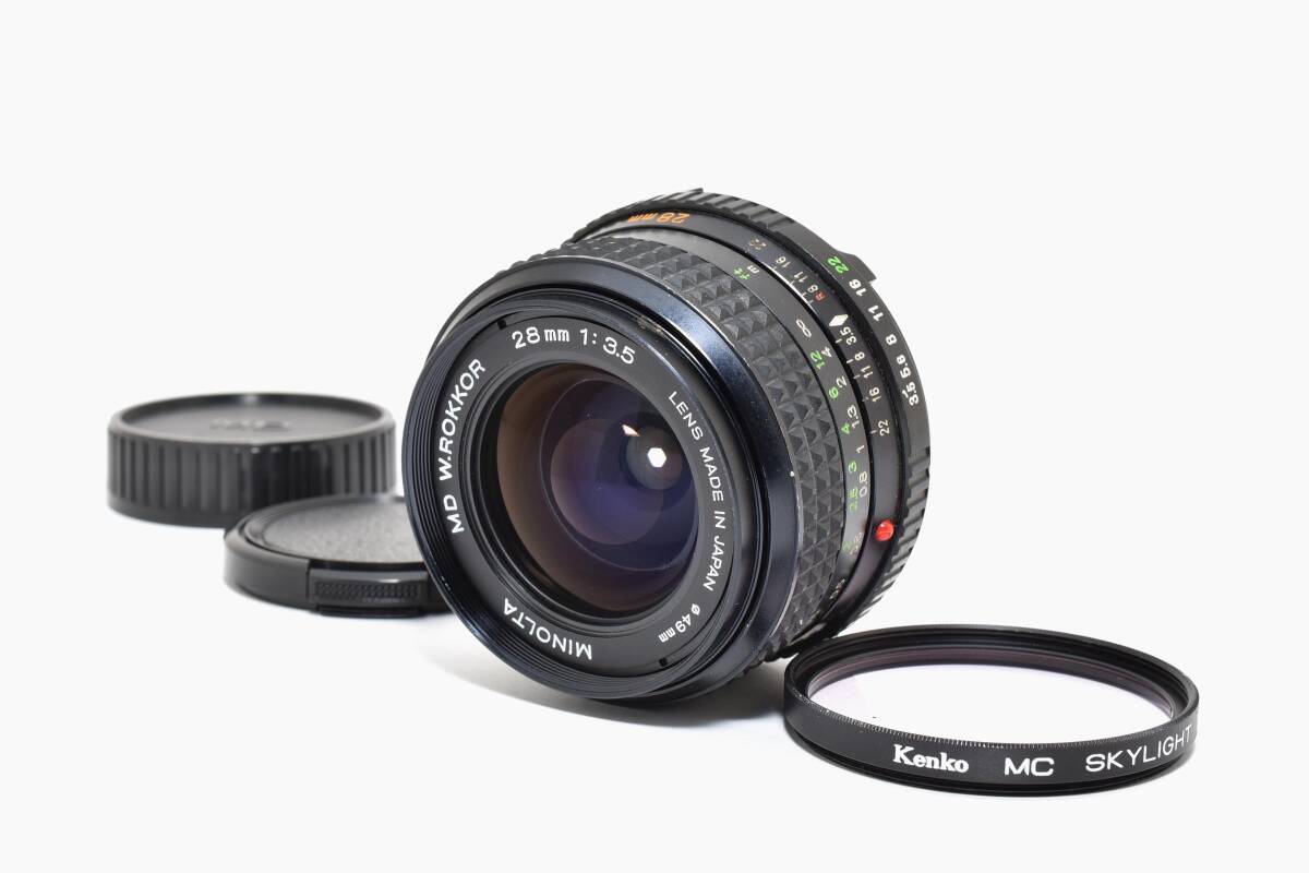 6333 【良品】 Minolta Md W.Rokkor 28mm F3.5 Prime Lens 動作確認済 ミノルタ Mf単焦点レンズ