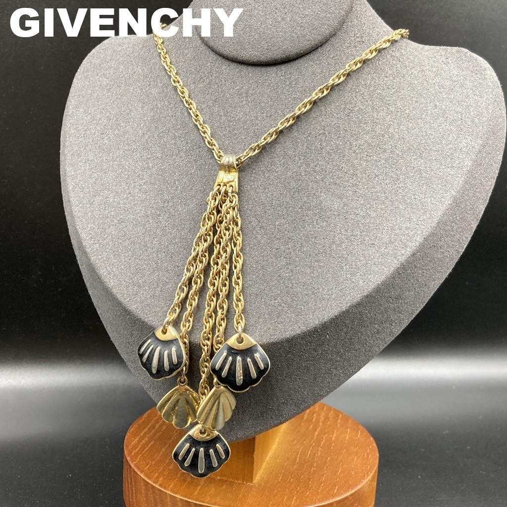 【人気】GIVENCHY / ジバンシィ ネックレス ゴールド ブラック シャル 貝 ヴィンテージ ジバンシー レディース アクセサリー/COB17-14