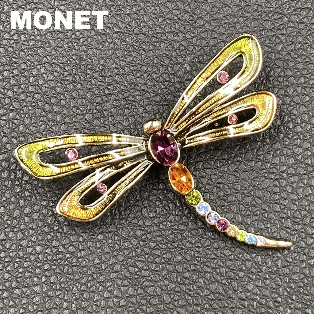 【人気】MONET / モネ ブローチ トンボ マルチカラー カラーストーン ヴィンテージ レディース アクセサリー/COB18-31
