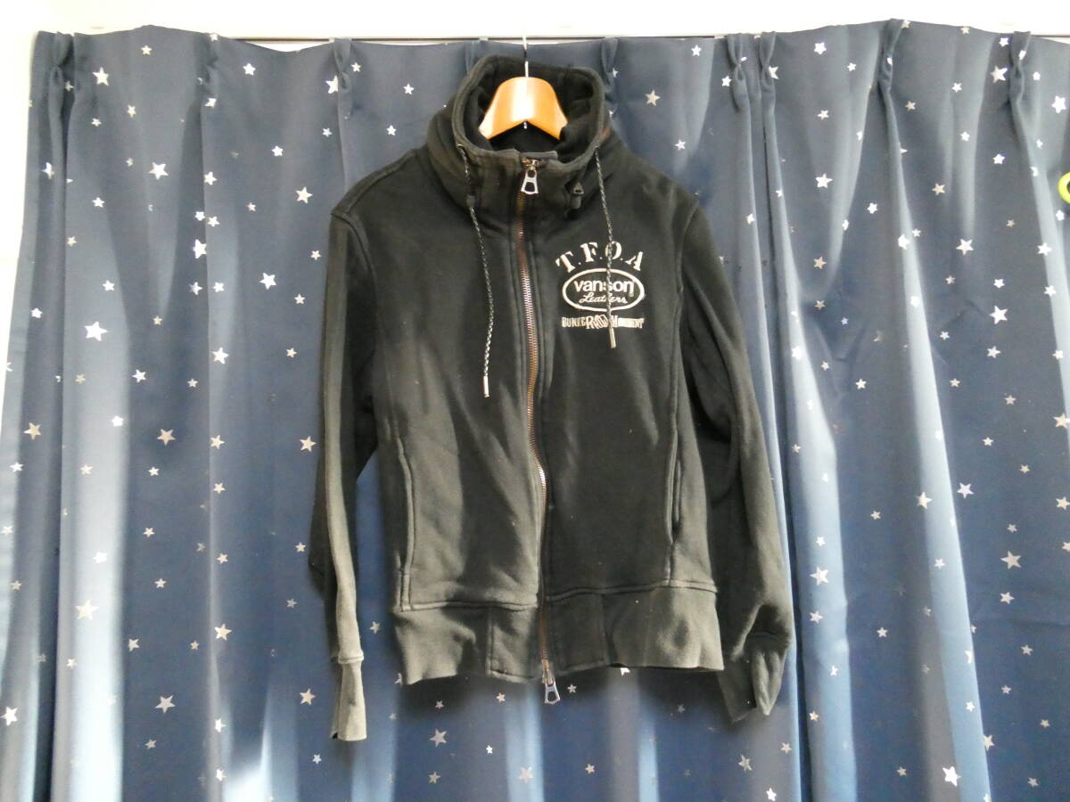 ＜＜　VANSON 武装戦線 コラボ スウェットパーカー トラックジャケット M ブラック　＞ ブランド ライダース 刺繍 ドクロ スカル バンソン