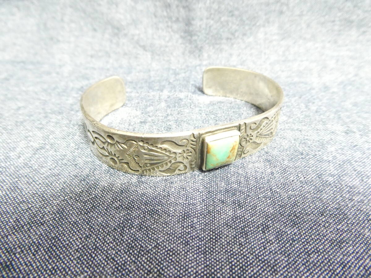 ナバホ族 ESS Edison Sandy Smith　エディソンサンディスミス　ターコイズ sterling バングル　silver アクセサリー ブランド ブレスレット