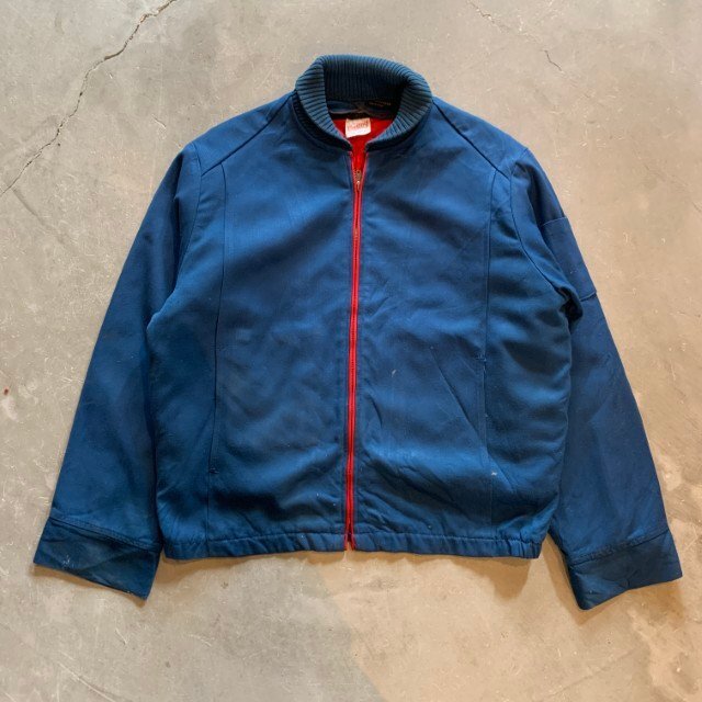【M/L】70s USA製 UNITOG ショールカラー ワークジャケット ネイビー 青無地■ビンテージ オールド アメリカ古着 ファラオ襟 短丈
