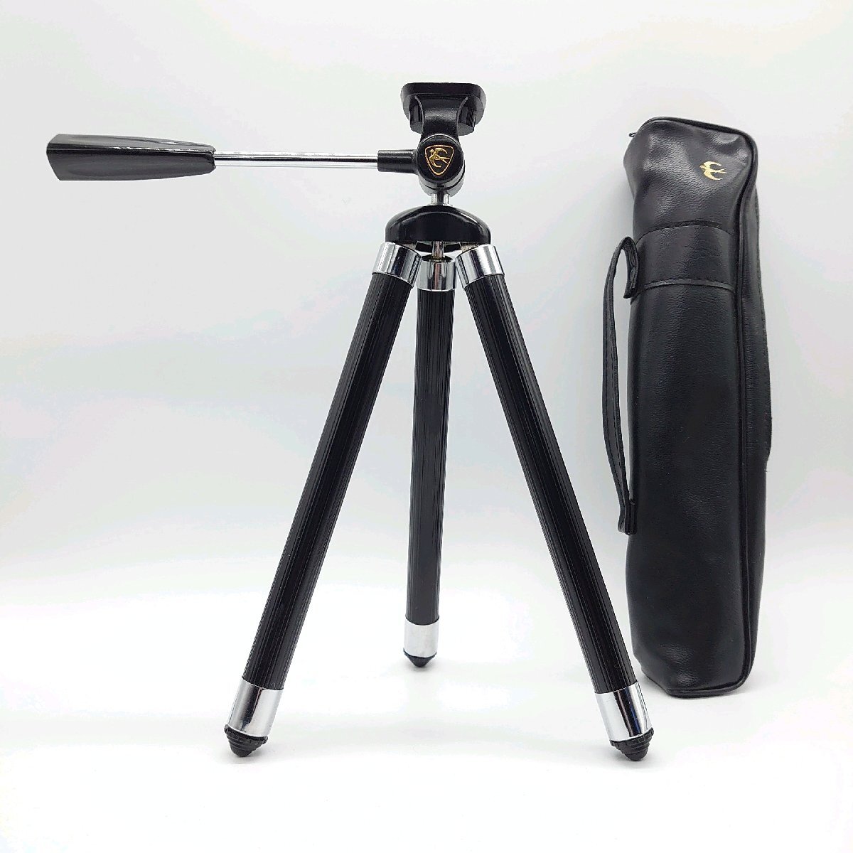 ツバメ カメラ ミニ三脚 ケース付 ブラック ツバメマーク 高さ28～115cm レトロ TSUBAME 【道楽札幌】