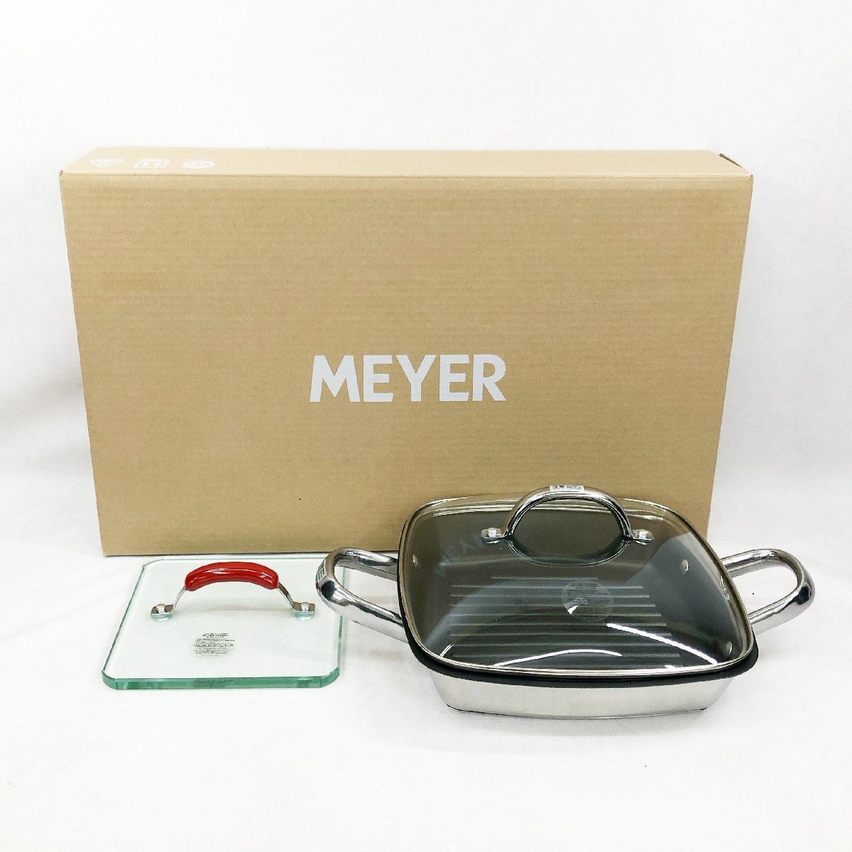 未使用に近い MEYER マイヤー スクエアグリルパン 24cm レシピ欠品 調理器具