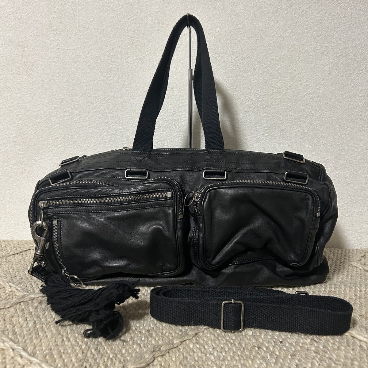 美品 Dior Homme ディオールオム エディスリマン ボストンバッグ 2way レザー ブラック