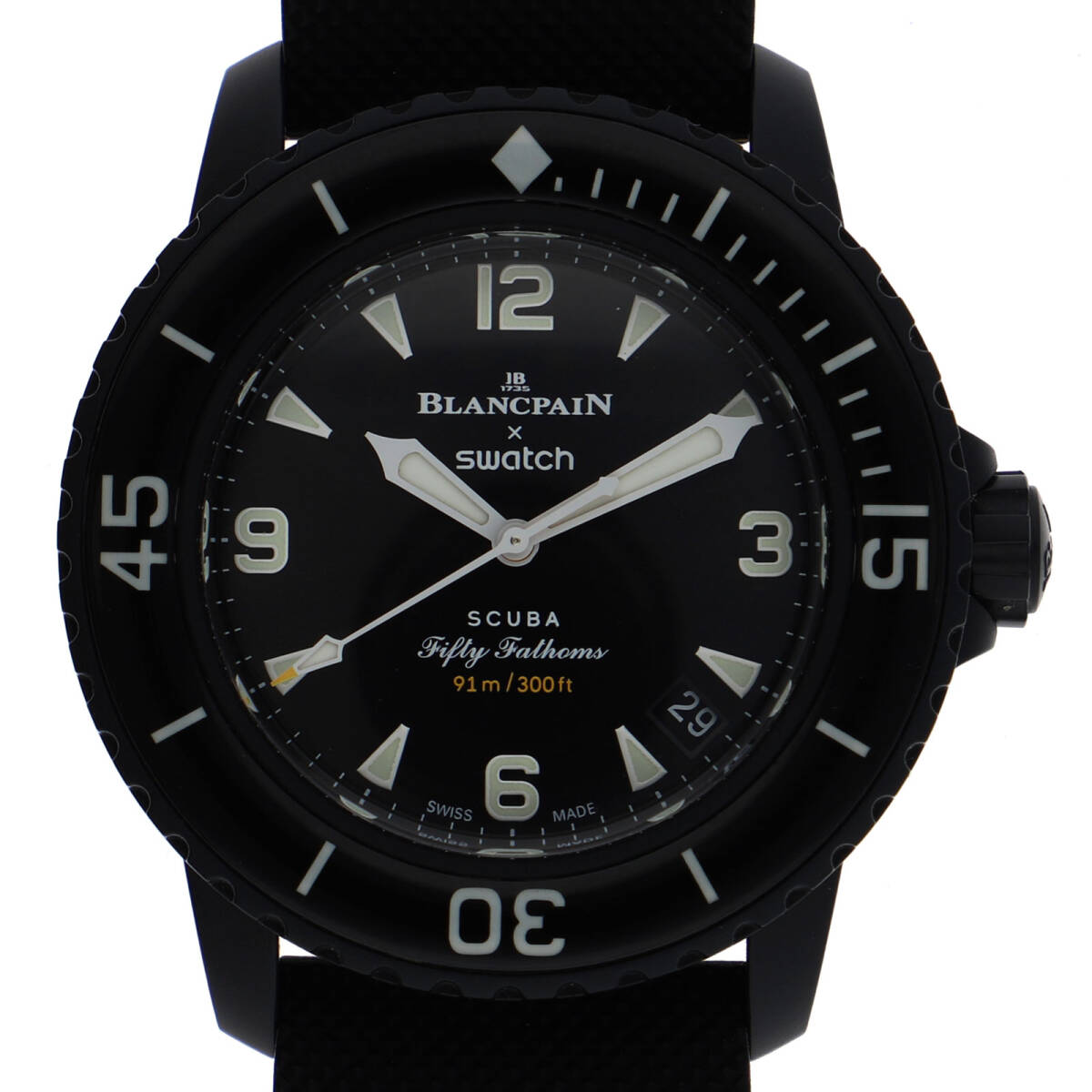 Swatch スウォッチ SO35B400 ブランパン　フィフティファゾムス ブラックダイヤル CE/ラバー 自動巻き メンズ【141908】
