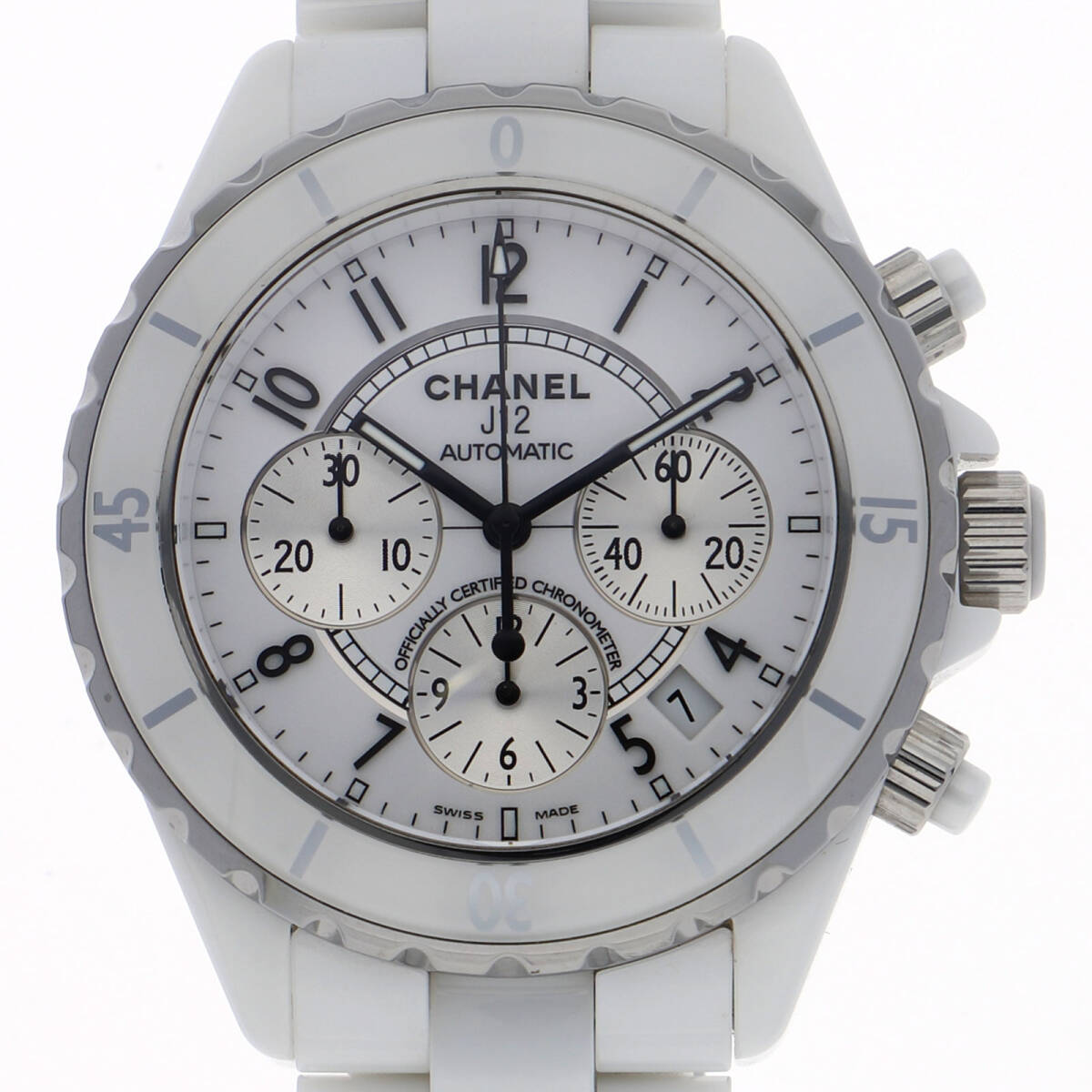 CHANEL シャネル H1007 J12 Chronograph ホワイトダイヤル CE/SS 自動巻き メンズ【131496】