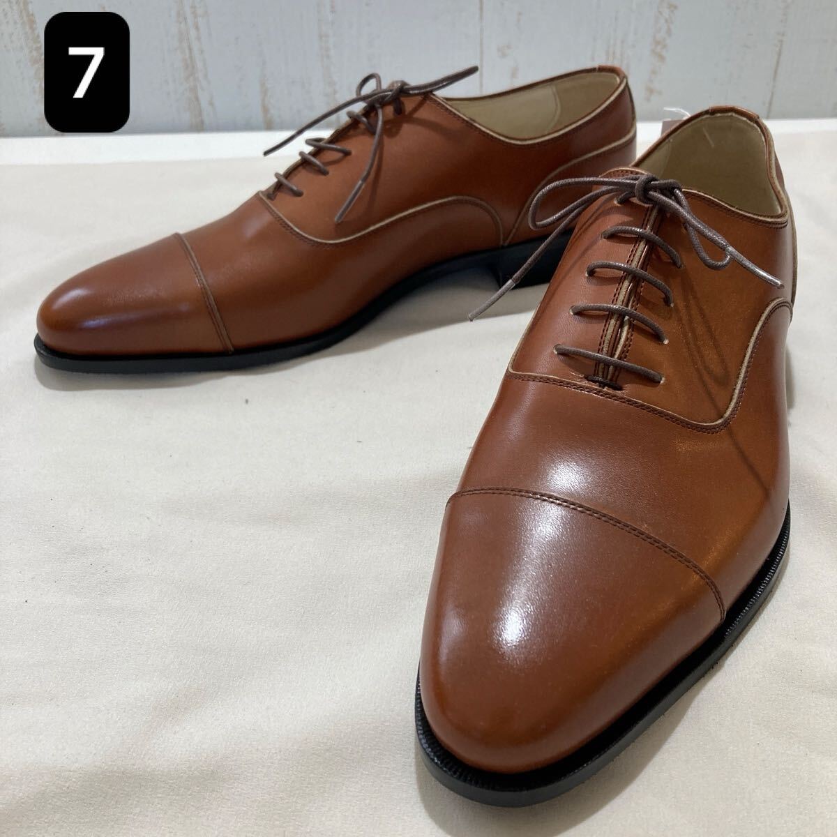 95 革靴 ストレートチップ 内羽根式 革 本革 レザー 茶 ブラウン 25cm? アウトソール長約29.5cm