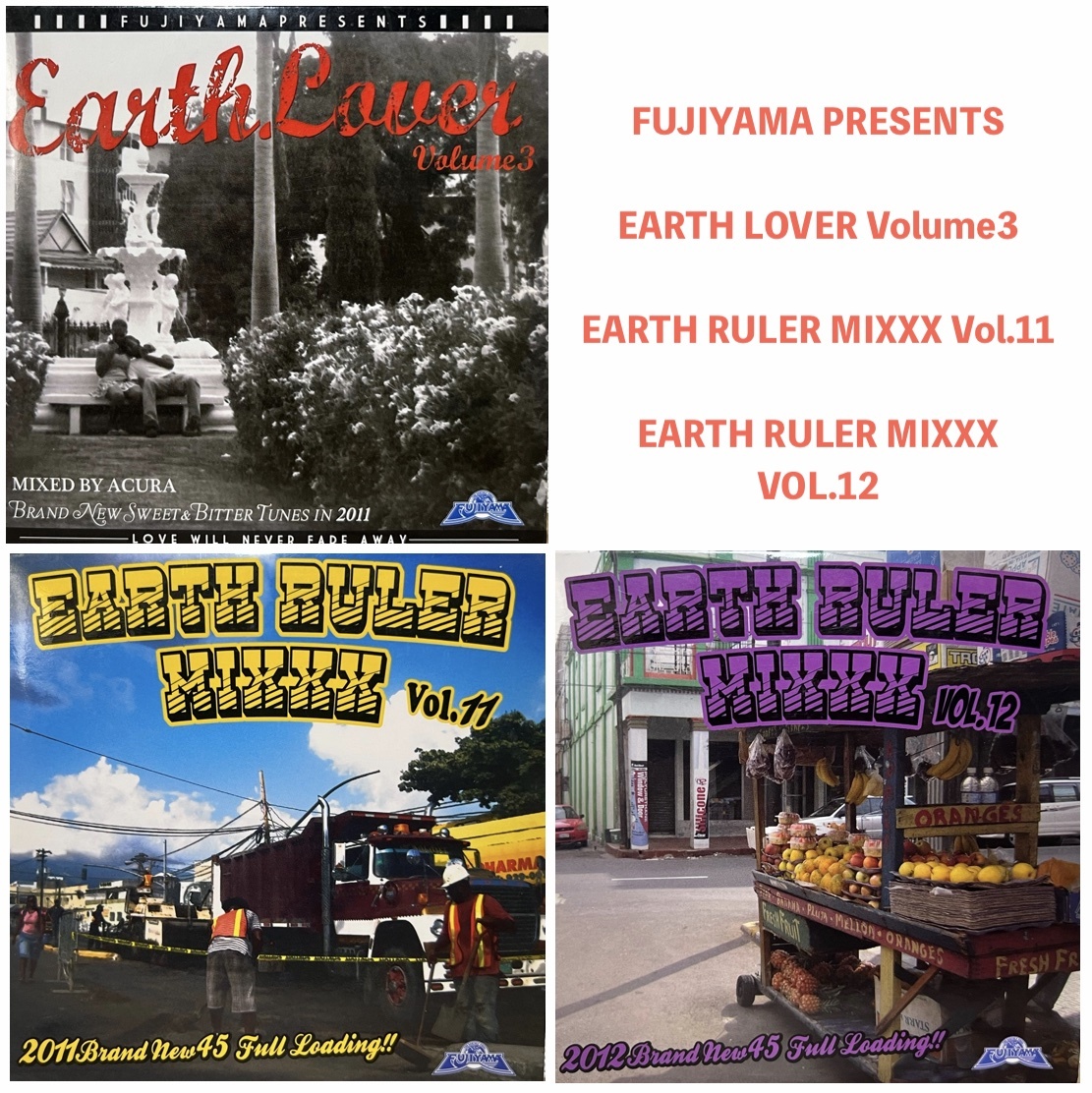 FUJIYAMA PRESENTS EARTH LOVERS Volume3 / EARTH RULER MIXXX Vol.11 / EARTH RULER MIXXX VOL.12 mixed by ACURA 中古mixCD 2011 2012