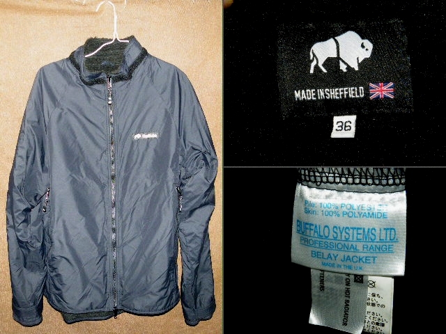 o品名o Buffalo systems BELAY JACKET バァッファロー システムズ MADE IN UK SHEFFELD イギリス製36 黒 裏ボア ジャケット♪ブルゾン系