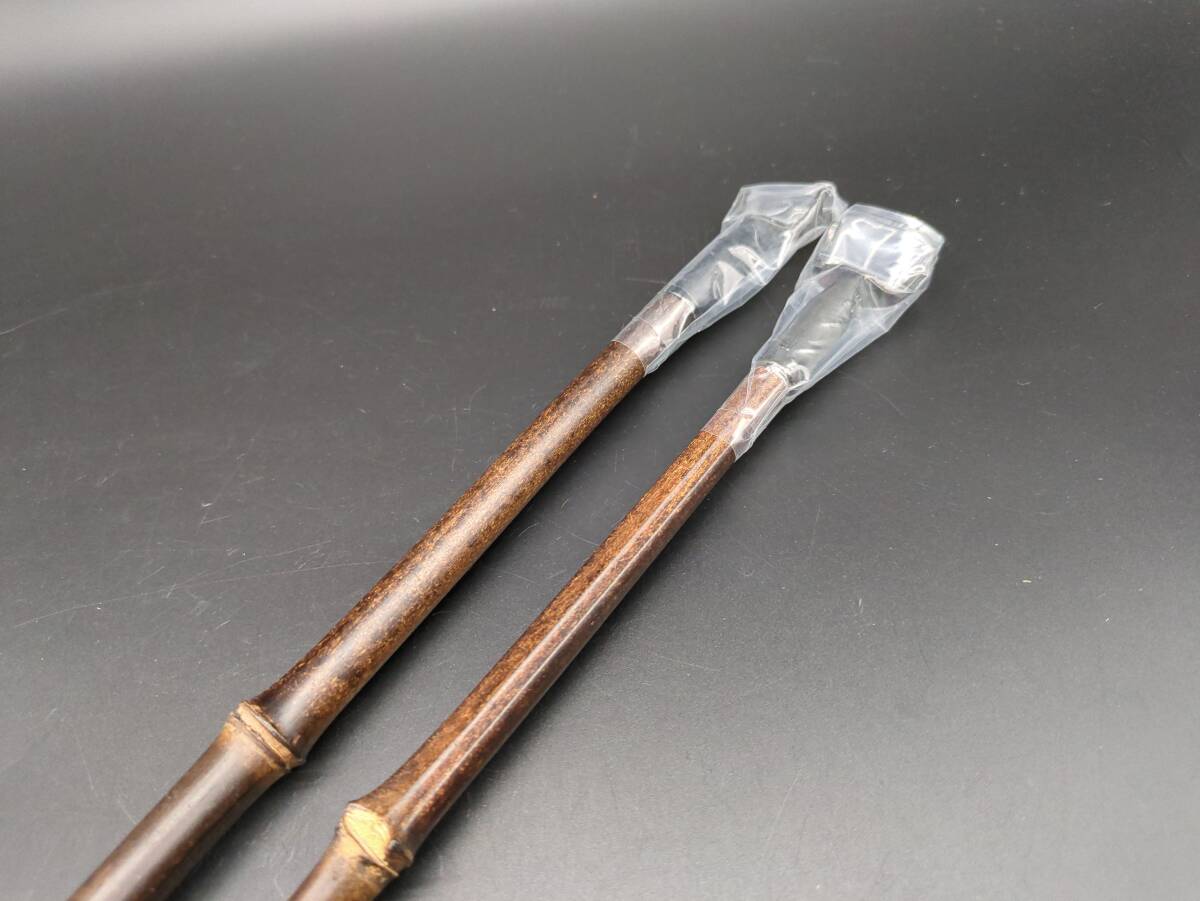店2　掘り出し物　茶道具　掛け軸用竹製矢筈（やはず）2個セット 新品◇掛け軸　自在吊り