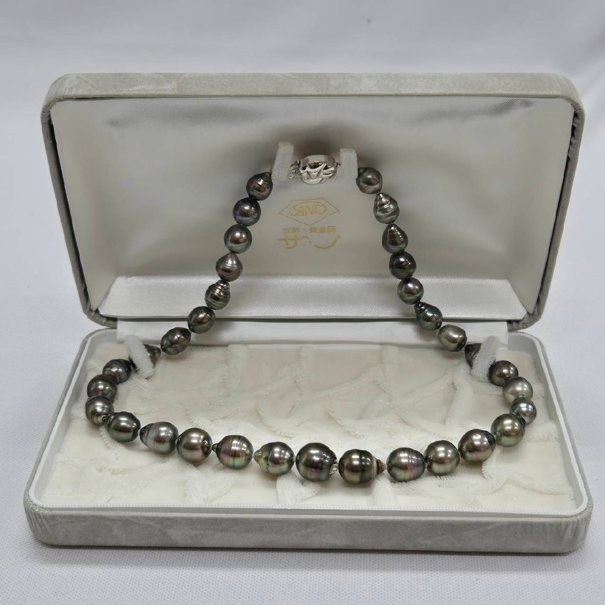 黒蝶真珠 パール バロックパール ネックレス 留具K14WG刻印 約9.5-12.9mm 約66.4g アクセサリー ジュエリー ホワイトゴールド