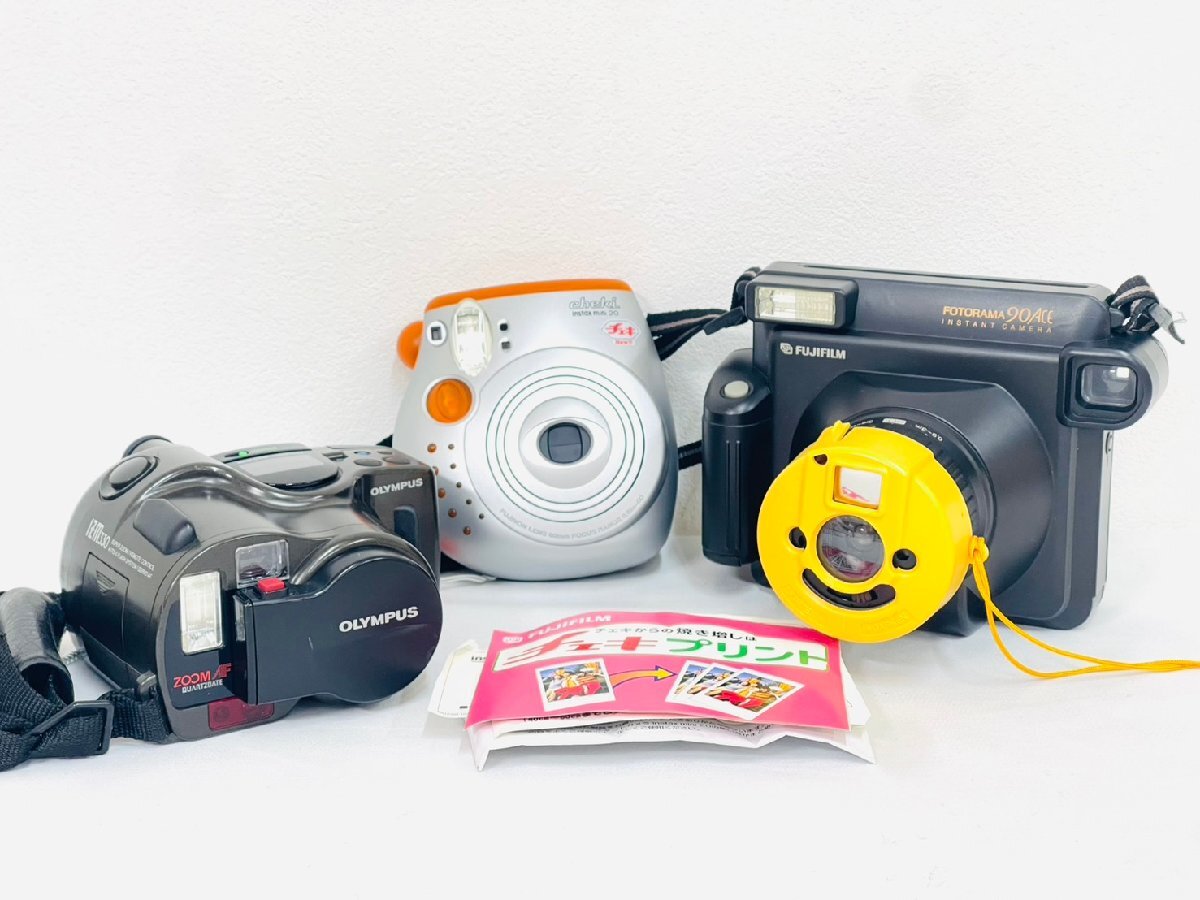Olympus オリンパス IZM330 cheki チェキ instax mini 20 Fujifilm FOTORAMA 90ACE フィルムカメラ 3台 セット レトロ