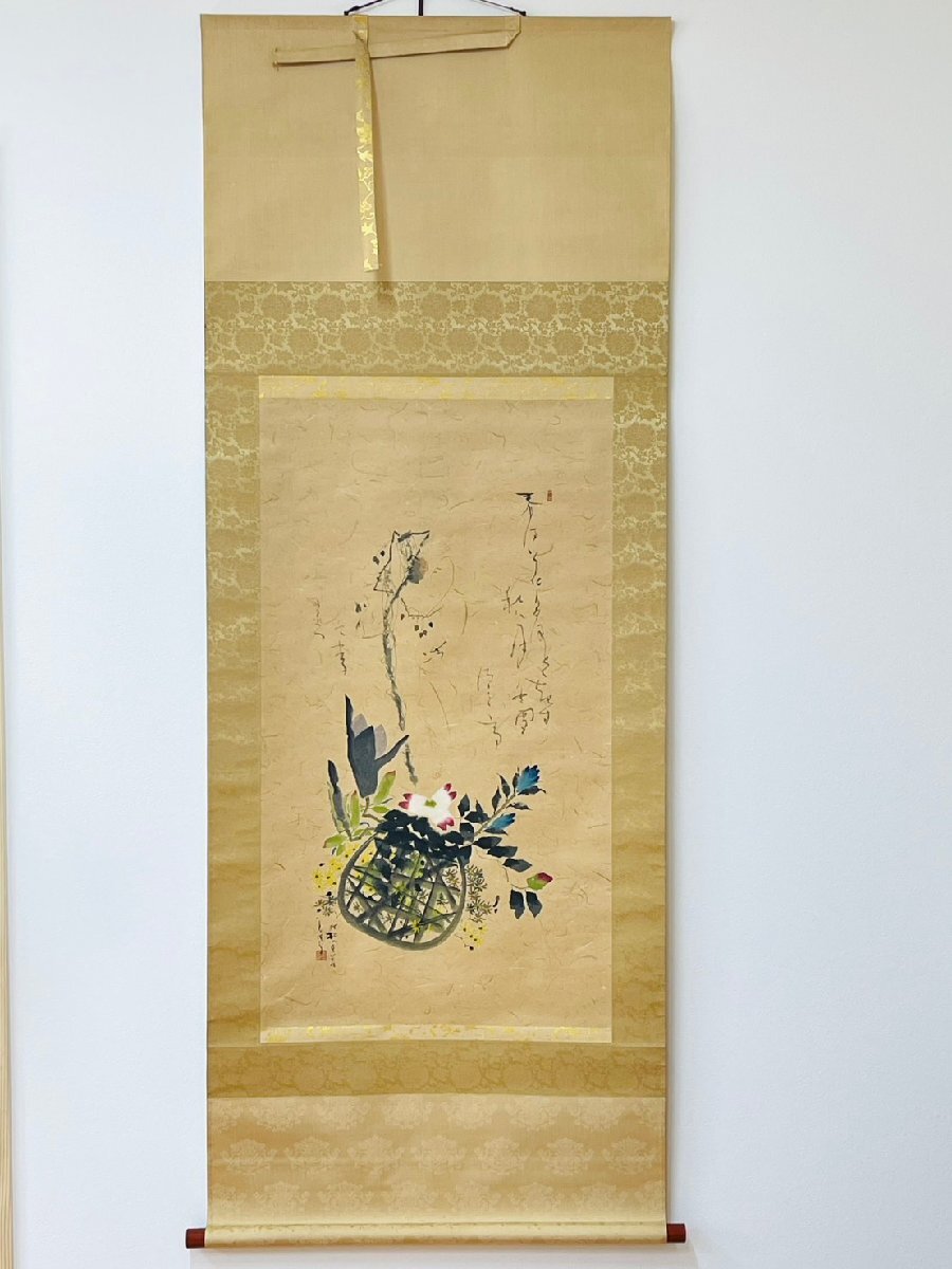鈴木石甌子 花の四季 掛軸 掛け軸 共箱 日展系日本画家 コレクション 紙本