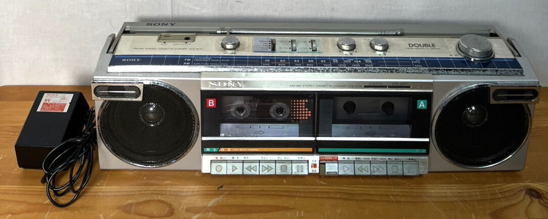 【S646】昭和レトロ/SONY/ソニー/ステレオラジオカセットレコーダー/CFS-W70/FM/AMラジカセ/DOUBLE/アンティーク/オーディオ 
