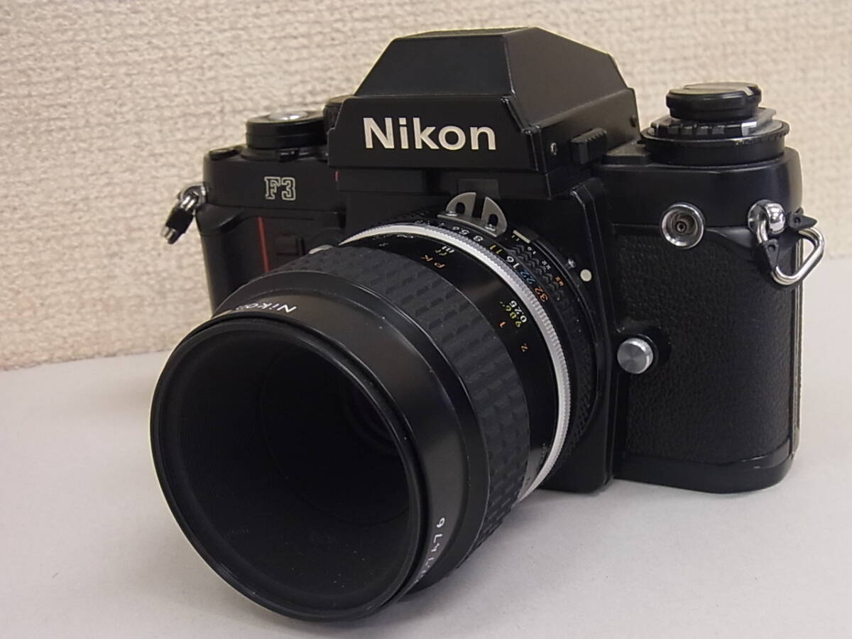 180118K73-0208K-C3■Nikon ニコン■F3 一眼レフ カメラ Micro-NIKKOR 55mm 1:2.8 レンズ付き 動作未確認 ジャンク扱い／中古品
