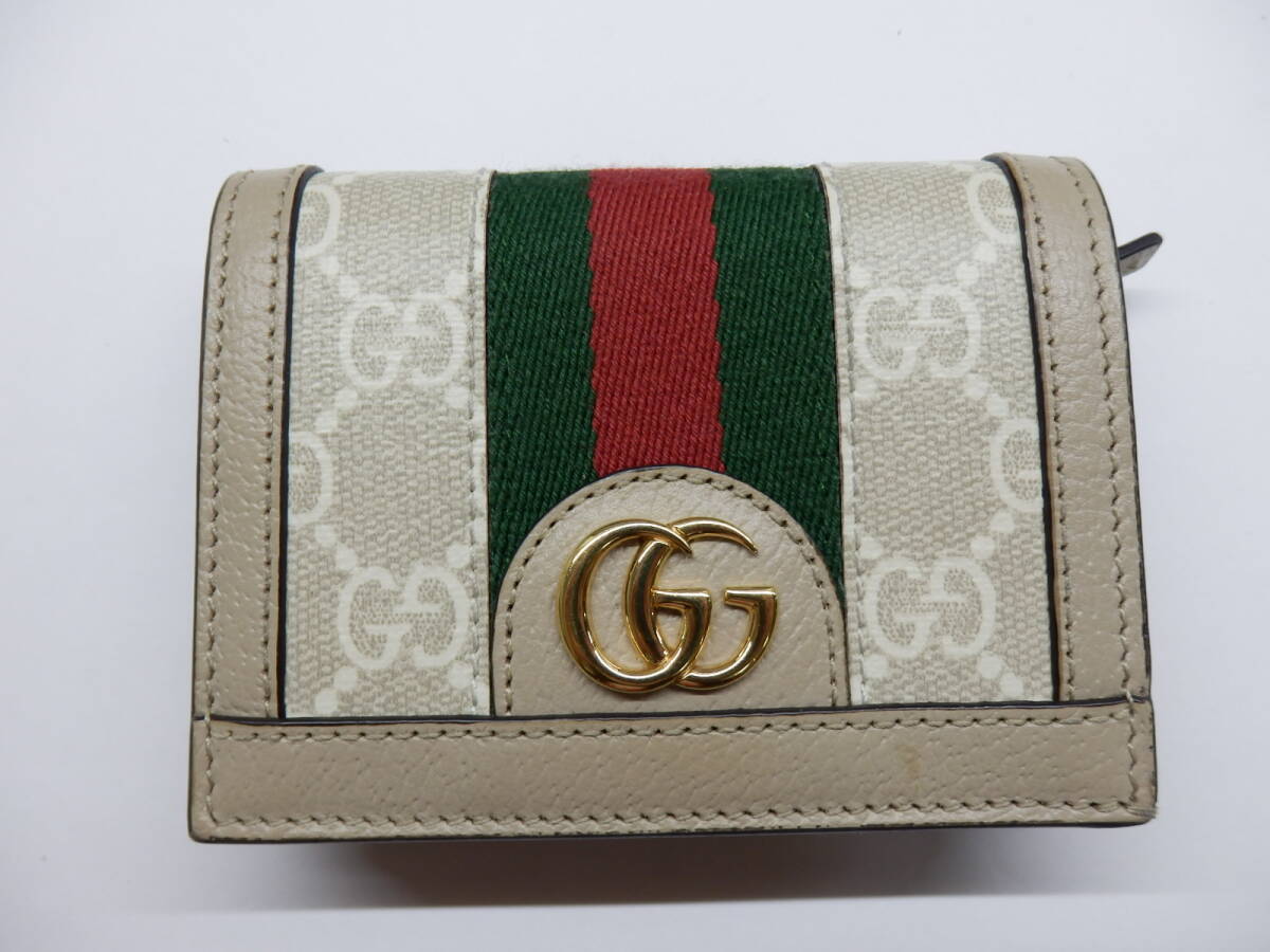 172H114B◆GUCCI グッチ 二つ折り財布 オフィディア 523155 GG カードケース ウォレット 中古