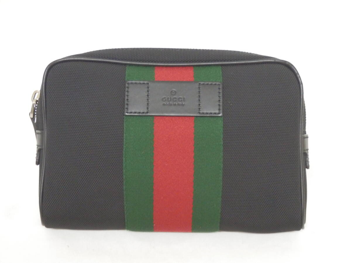 171H122B◆GUCCI グッチ 630919 ウエストポーチ シェリーライン ブラック ボディバッグ 中古