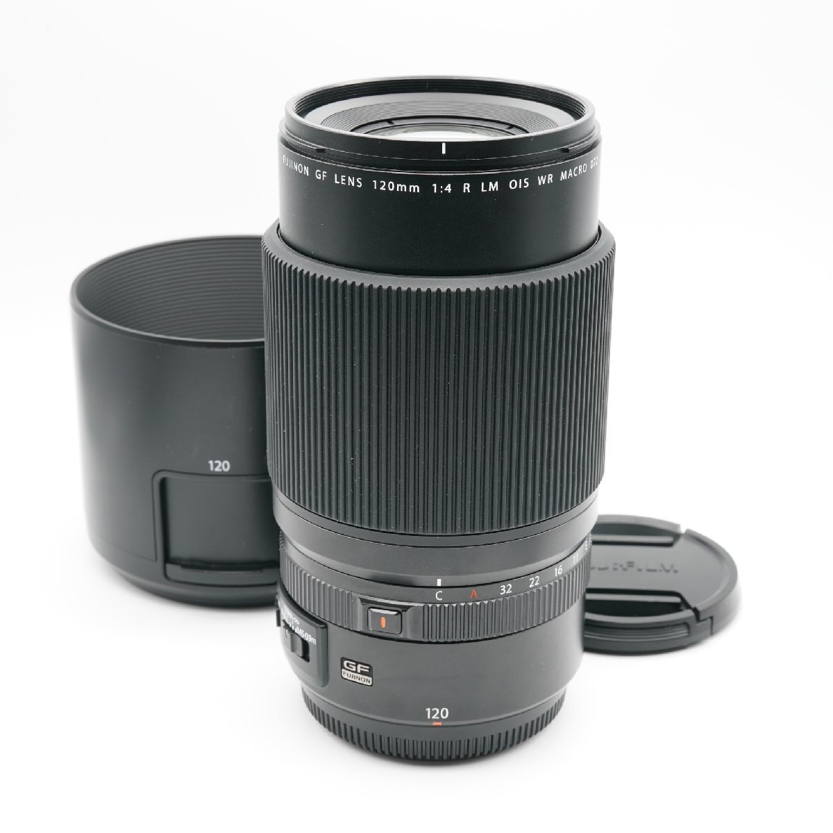 ほぼ新品 フジフイルム GF 120mm F4 R LM OIS WR Macro あると嬉しい純正フード付！