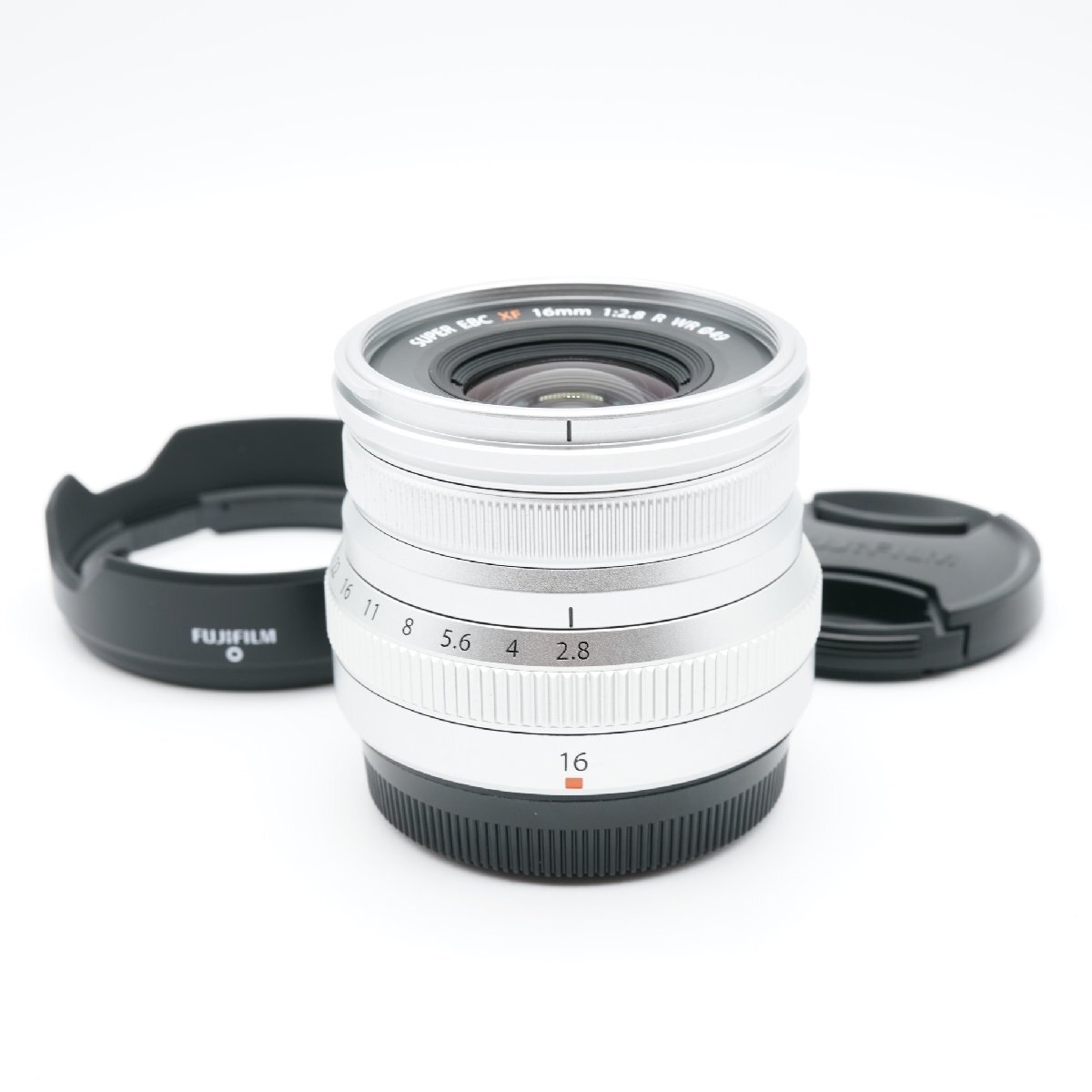 ほぼ新品 フジフイルム FUJIFILM XF 16mm F2.8 R WR シルバー あると嬉しい純正フード付！