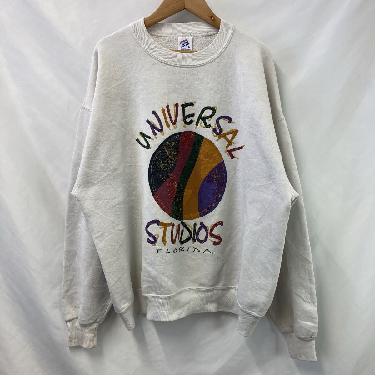 ★大特価★【1000円スタート】 JERZEES ジャージーズ トレーナー スウェット 白 古着 サイズL【20260210-07】