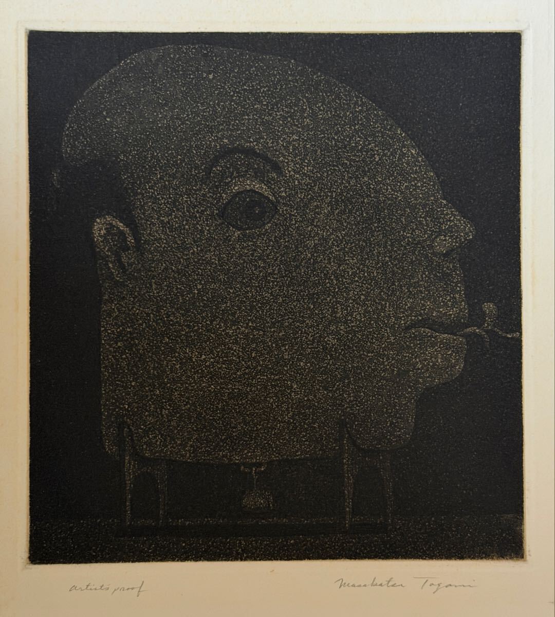 田上允克　版画　1980年代　現代画廊　個展　サインあり　シート　34x26.5cm 銅版画