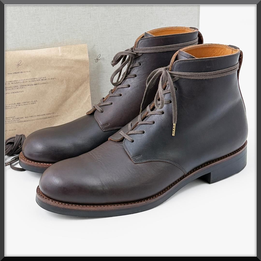 【ほぼ未使用】forme フォルメ fm-107 アンクルブーツ 7 hole boots レースアップ ブーツ こげ茶 ダークブラウン 25.5㎝ 5.5