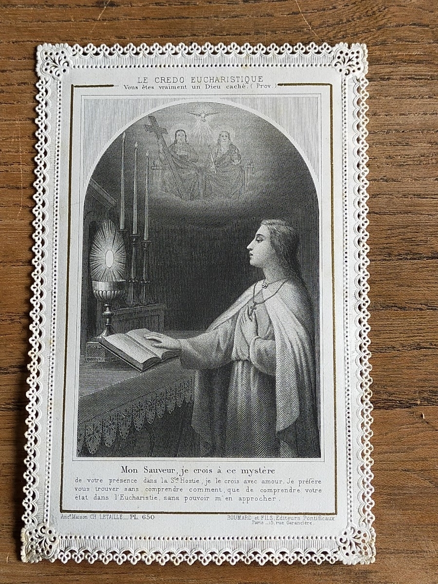 ★アンティーク品★レースデザインのホーリーカード 祈り フランス