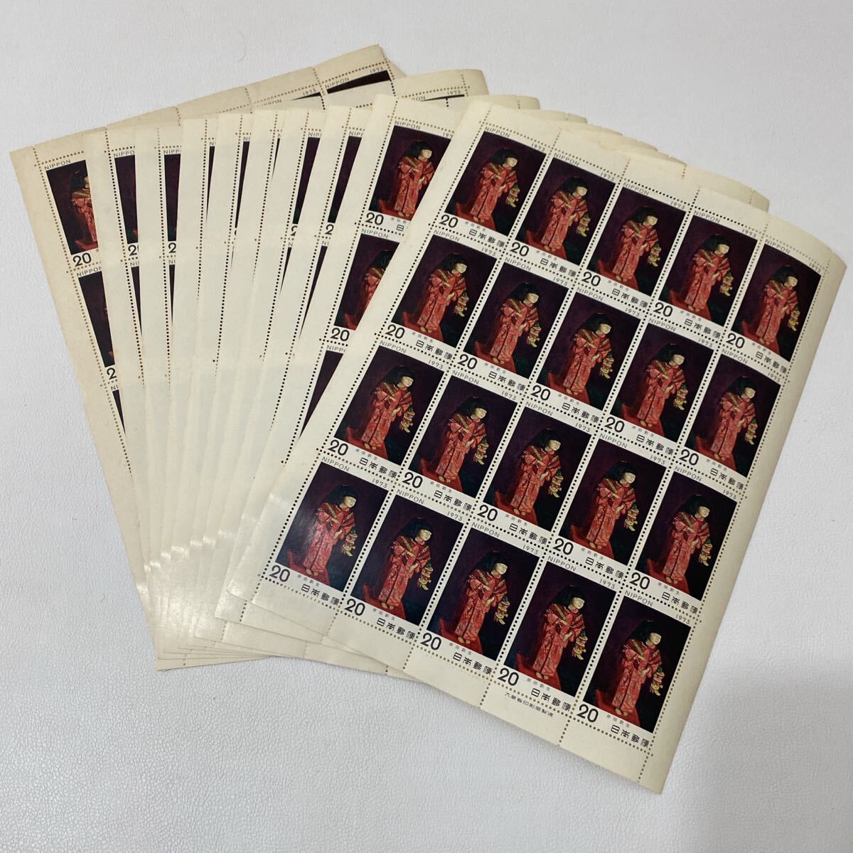 D6B002◆ 1973年（昭和48）切手趣味週間 岸田劉生 住吉詣 1シート（20円×20）×10シート 合計4,000円分 記念切手 切手シート