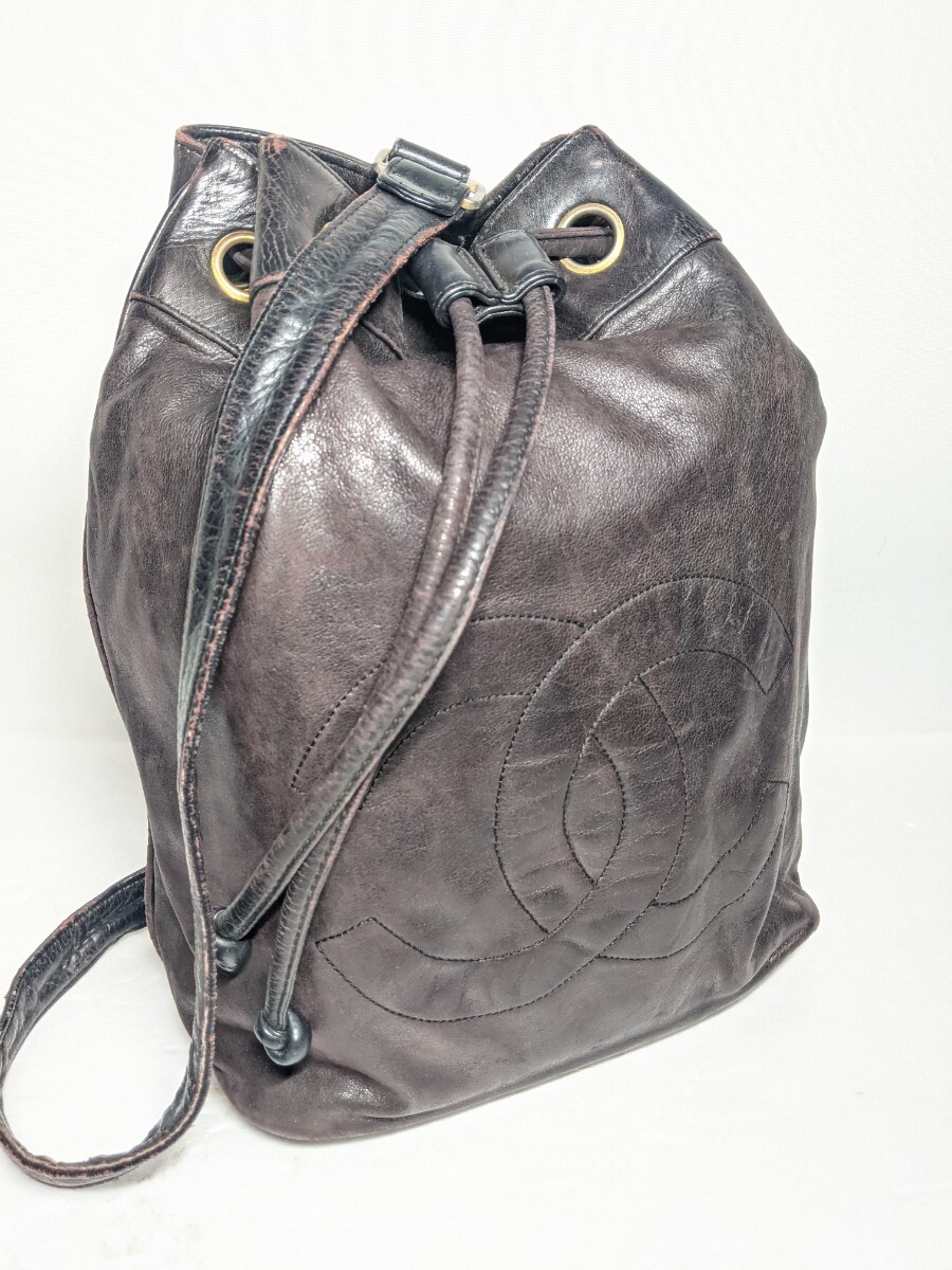 CHANEL シャネル 巾着 黒 ゴールド金具 レディース ラムスキン ショルダーバッグ 中古 バッグ