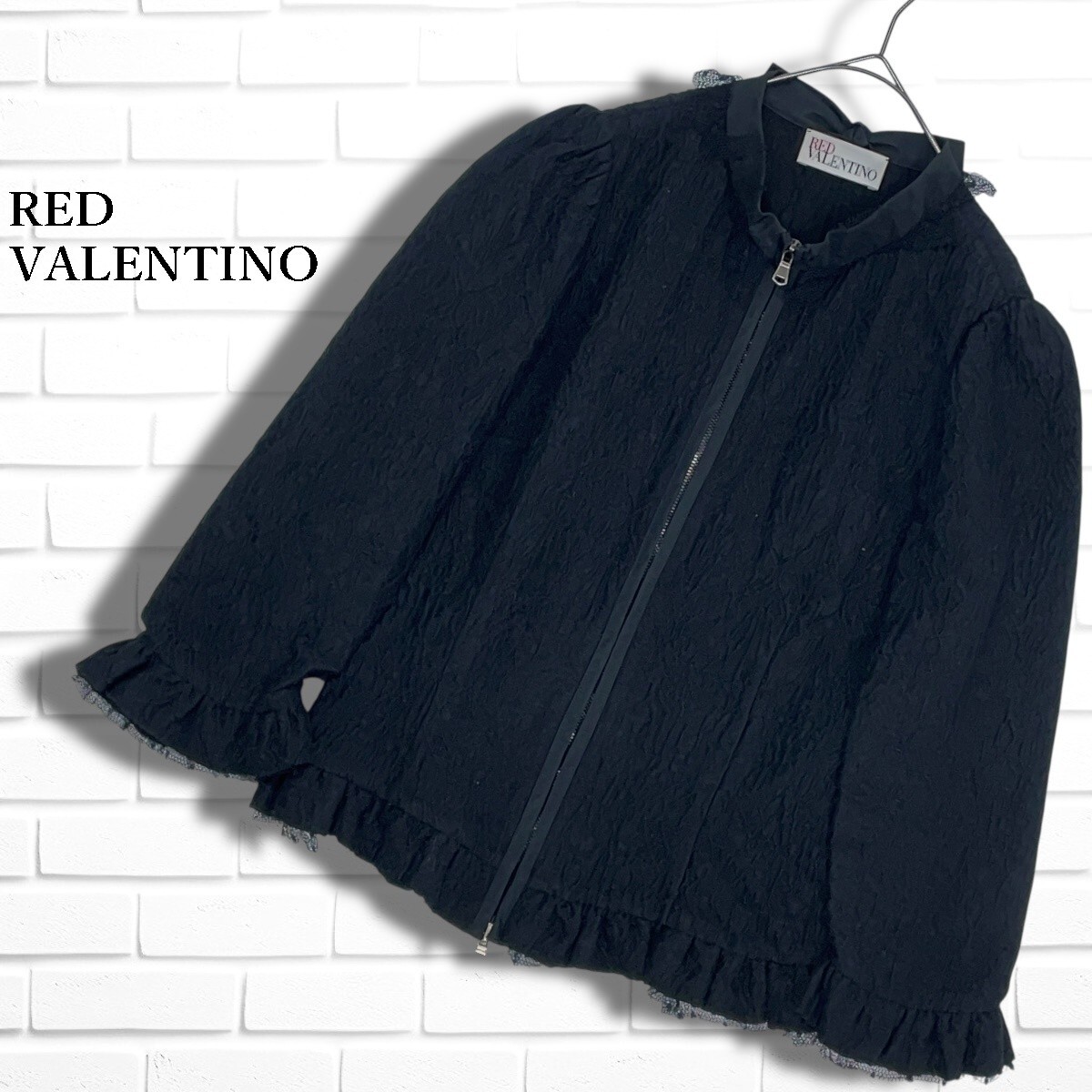 ◆美品◆ RED VALENTINO レッド ヴァレンティノ リボン ジャケット ブルゾン 黒 ブラック レディース 40 ◆イタリア製 送料無料◆ 2136B□