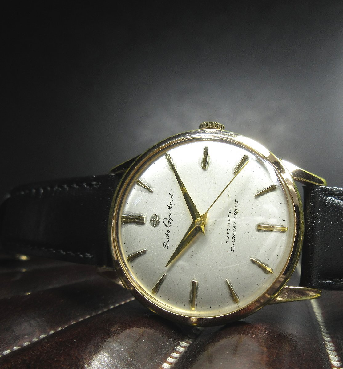 セイコー 1959年 ヴィンテージ 二代目自動巻 ジャイロマーベル 独楽マーク植字 筆記体ロゴ 35mm メンズ 時計 GF SS