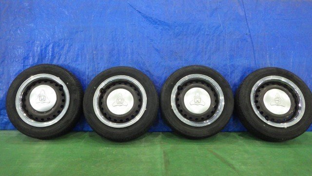 【宮城 塩釜発】中古 タイヤ・純正ホイールセット N-ONE JG1 ダンロップ EC202 155/65R14 トリムリング ハーフキャップ付 ※個人宛発送不可