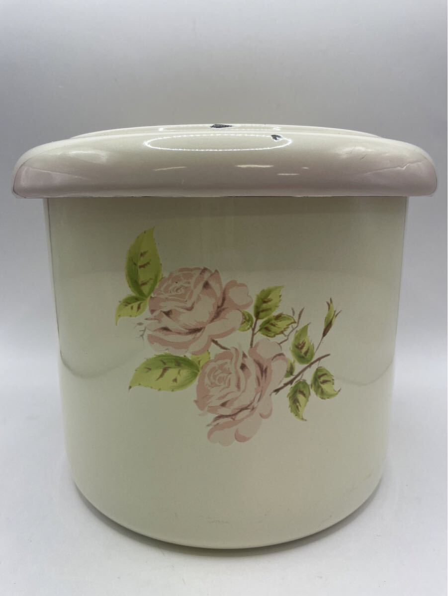 imane イマン ダイアナローズ　リビングダスト缶 トラッシュ缶 ホーローバラ 収納 ごみ箱