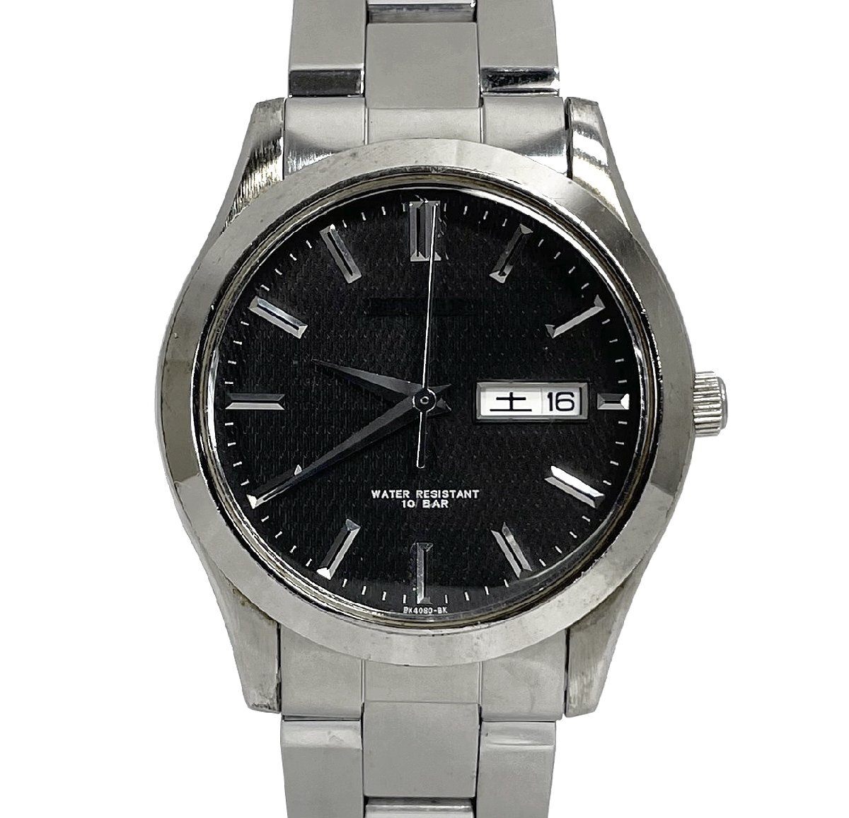 BENTLEY CREPHA BK-4080 ギョーシェ/ブラックダイアル 36mm メンズウォッチ デイデイト クォーツ SS 腕時計 ベントレー クレファー